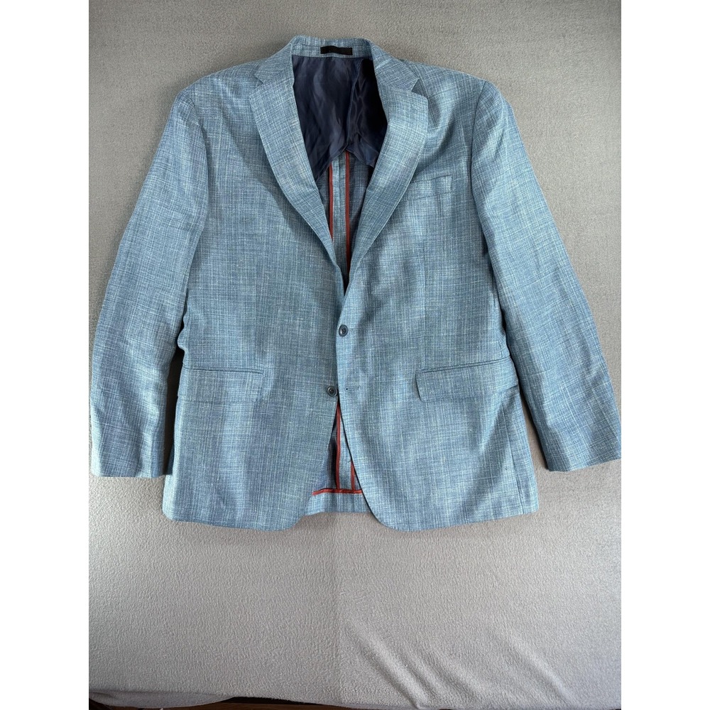 Lucchese Sport Coat Mens 44 R Blue Loro Piana Wool Silk Linen Blazer Jacket
